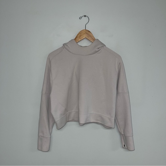 Adidas Hoodie Women's Size Medium  Beige Cropped Relaxed Fit Lightweight Sweater - Picture 2 of 14